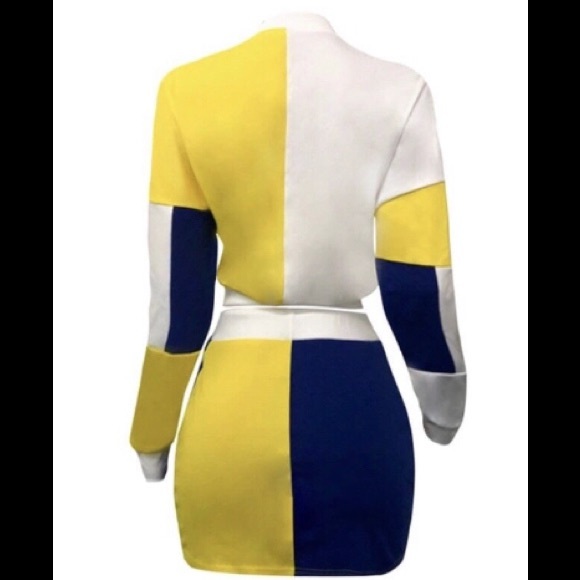 NWT Blue/Yellow Color Block Two Piece Set Size Small - Picture 2 of 3